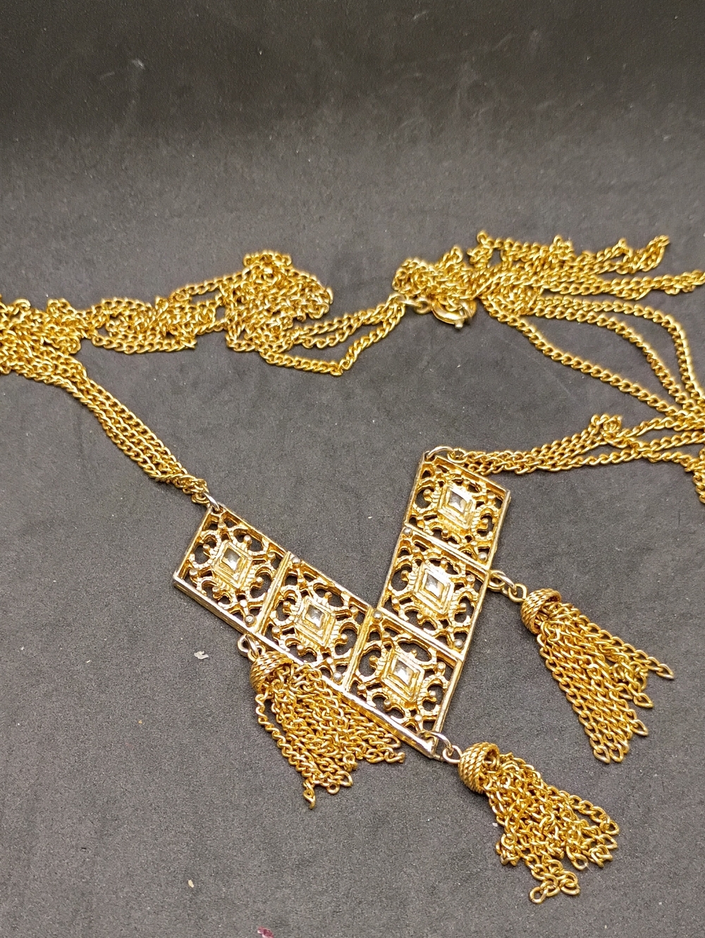 Gold-Tone Filigree Tassel Necklace - Women Jewelry